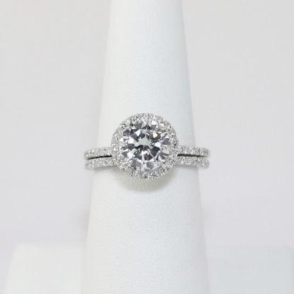Picture of 14K White Gold Two Piece Halo Diamond Bridal Ring Set