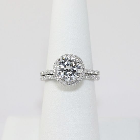 Picture of 14K White Gold Two Piece Halo Diamond Bridal Ring Set