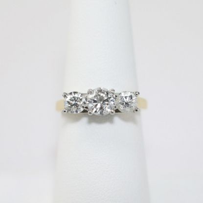 Picture of 14K Yellow Gold & Platinum Three Stone Diamond Engagement Ring
