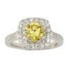 Picture of 14K White Gold Yellow & White Halo Diamond Engagement Ring