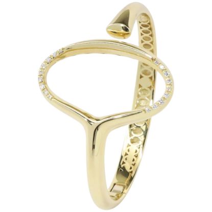 Picture of 14K Yellow Gold Diamond Studded Oval Hinged Cuff Bracelet