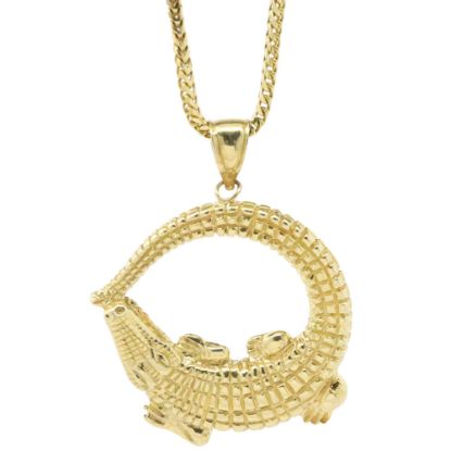 Picture of 14K Yellow Gold Aligator with 24" Square Wheat Chain