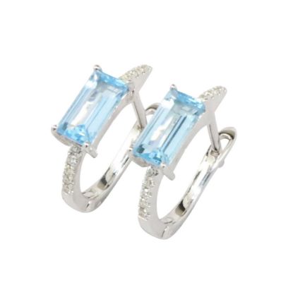 Picture of 14K White Gold Sky Blue Topaz and Diamond Earrings