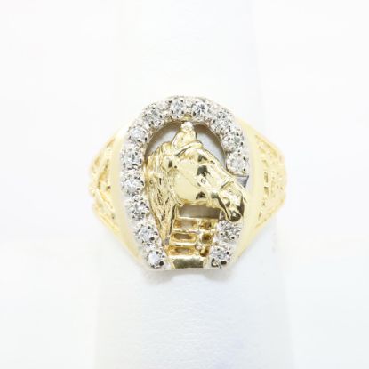 Picture of 14k Yellow Gold & Diamond Horseshoe Men's Ring