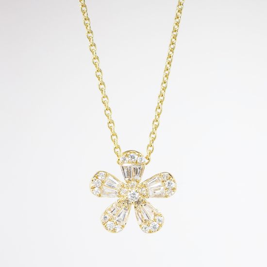 Picture of 18k Yellow Gold & Diamond Flower Necklace