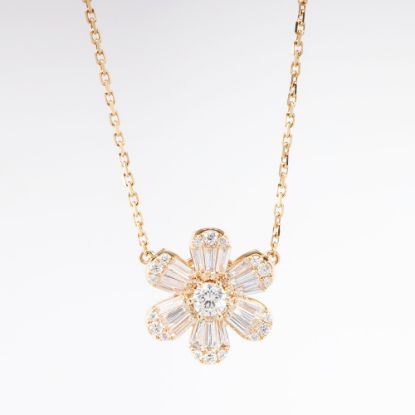Picture of 18k Rose Gold & Diamond Flower Necklace