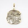 Picture of 2 Reales Shipwreck Silver Coin Pendant with 14k Yellow Gold Bezel