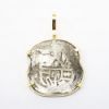 Picture of 2 Reales Shipwreck Silver Coin Pendant with 14k Yellow Gold Bezel