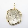 Picture of 8 Reales Shipwreck Silver Coin Pendant with 14k Yellow Gold Bezel