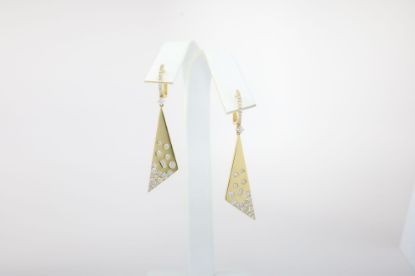 Picture of 18K Yellow Gold Flush Set Diamond Dangle Earrings