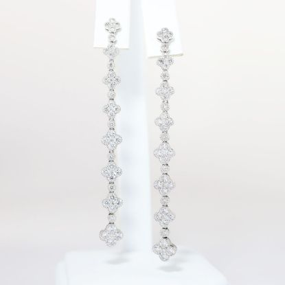 Picture of 18K White Gold Diamond Dangle Clover Earrings