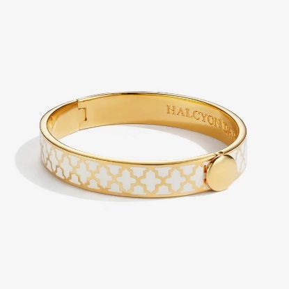 Picture of Halcyon Days Agama Cream & Gold Hinged Bangle.