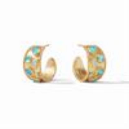 Picture of Julie Vos - Mosaic Hoop Earrings In Iridescent Bahamian Blue.