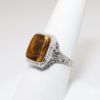 Picture of Art Deco Era 10k White Gold Filigree & Carved Tiger's Eye Cameo Ring