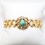 Picture of Antique 585 (14k) Gold European Expansion/Sweetheart Bracelet with Turquoise, Diamond & Pearl Face