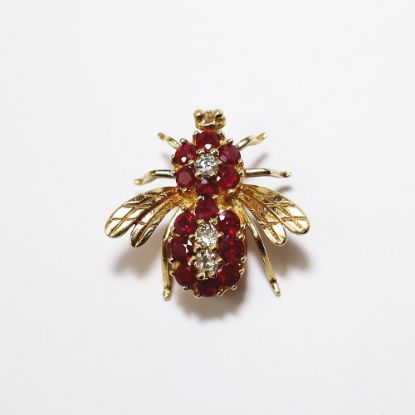 Picture of Vintage 14k Gold, Ruby & Diamond Bee Brooch/Pendant