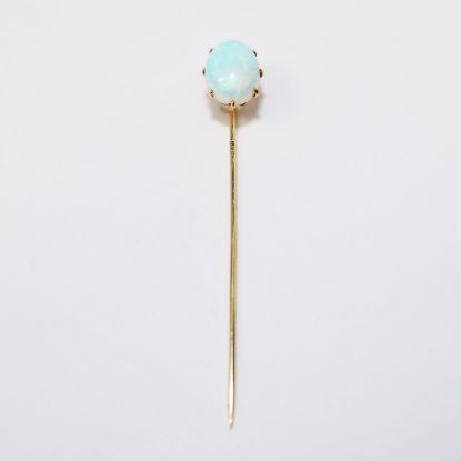 Picture of Antique 10k Gold & Stunning White Opal Cabochon Stick Pin