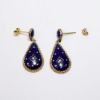Picture of Vintage 14k Gold & Cobalt Blue Enamel Drop Earrings with Inlaid Gold Stars