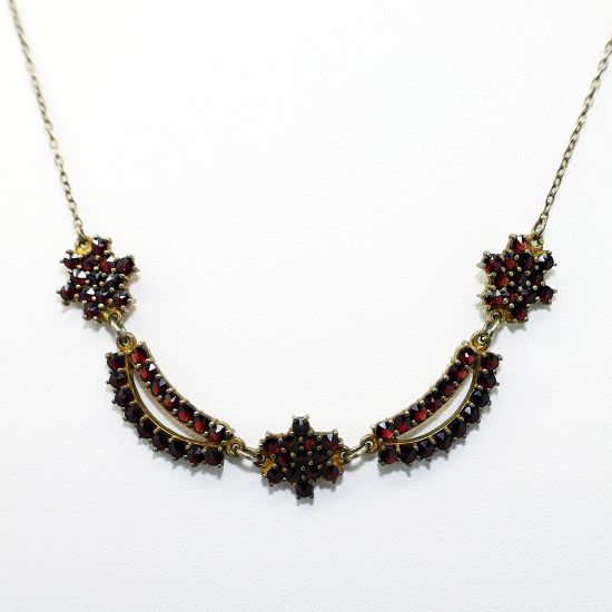 Picture of Vintage Gilt Sterling Silver & Bohemian Garnet Necklace