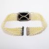 Picture of Art Deco Era French .900 Silver, Black Onyx, Paste & Woven Faux Pearl Bracelet