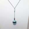 Picture of Antique Sterling Silver & Light Blue Guilloche Enamel Vinaigrette Necklace