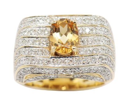 Picture of 1.25ct Oval Citrine and Diamond Ring in 14k Yellow Gold