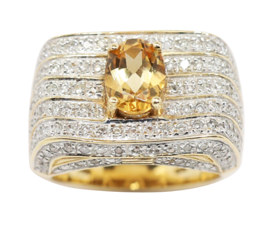 Picture of 1.25ct Oval Citrine and Diamond Ring in 14k Yellow Gold