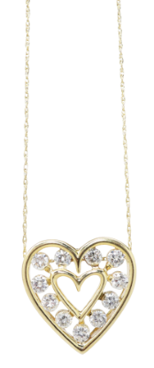 Picture of 1.75ct Diamond Heart Pendant in 14k Yellow Gold
