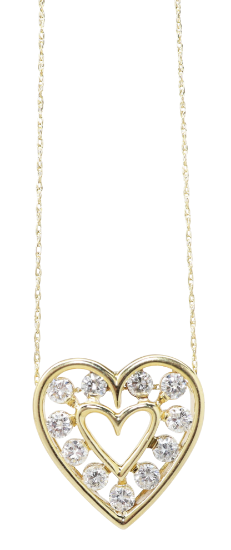 Picture of 1.75ct Diamond Heart Pendant in 14k Yellow Gold