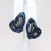 Picture of Vintage Weiss Black & Blue Rhinestone Butterfly Brooch With Matching Clip-On Earrings