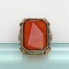 Picture of 1920's 14k White, Yellow & Rose Gold Ring with Carved Carnelian