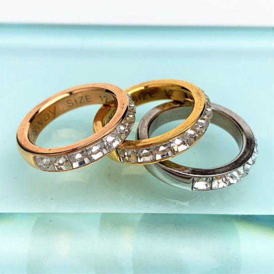 Picture of Set of 3 Brosway Multi-Tone Metal & Crystal Rings