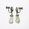 Picture of Antique Chinese Export Silver Filigree & Carved Jade Screw Back Earrings