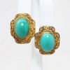 Picture of Vintage Chinese Export Gilt Silver Filigree & Turquoise Cabochon Earrings
