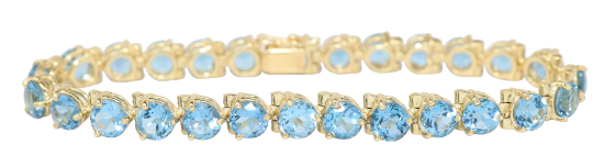 Picture of 16.75ct Blue topaz bracelet, 14k yellow gold