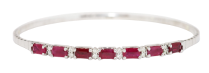 Picture of Ruby and Diamond Flexible Bangle Bracelet, 14k White Gold