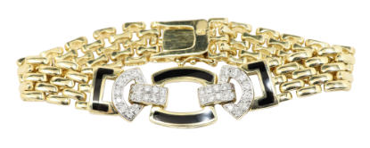 Picture of 0.75ct Diamond and Black Onyx Bracelet, 14k Yellow Gold