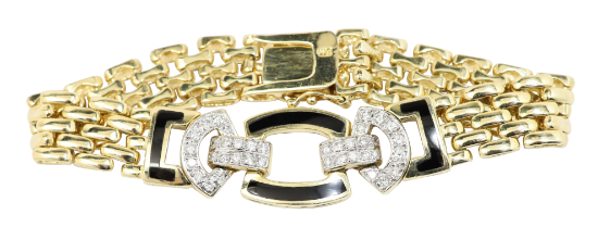 Picture of 0.75ct Diamond and Black Onyx Bracelet, 14k Yellow Gold