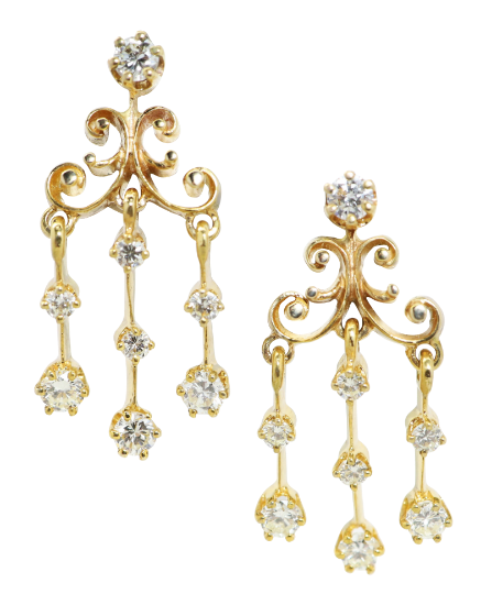 Picture of 1.20ct Diamond chandelier earrings, 14k yellow gold