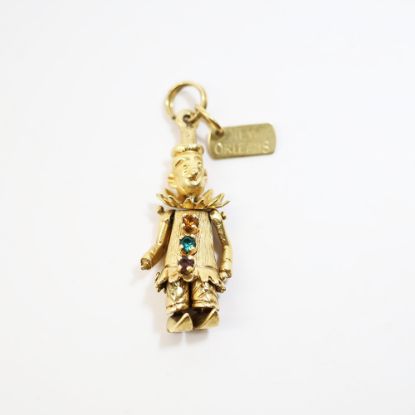 Picture of Vintage 14k Gold & Gemstone 'New Orleans' Articulated Souvenir Clown Charm