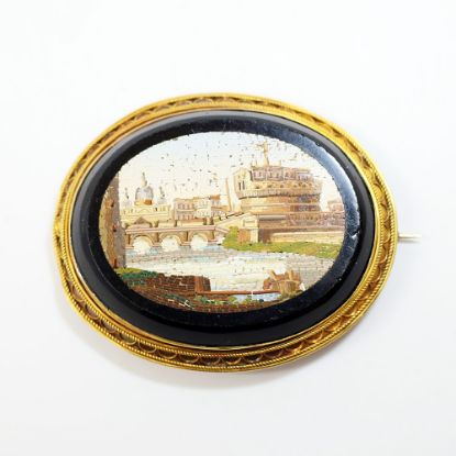 Picture of Victorian Era 22k Gold Italian Grand Tour Micro Mosaic Brooch Featuring the Colosseum