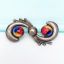Picture of Fun Mid Century Taxco Sterling Silver Brooch with Tri-Colored Glass Cabochons