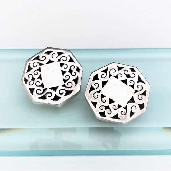 Picture of 1940's C. Molina Taxco Sterling Silver 'Shadowbox' Cuff Links