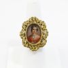 Picture of Vintage Mid Century Corletto 18k Gold, Hand Painted Portrait & Diamond Statement Ring