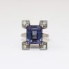 Picture of Antique Art Deco Era 10k White Gold, Synthetic Amethyst & Diamond Statement Ring