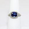 Picture of Antique Art Deco Era 18k White Gold Filigree & Synthetic Sapphire Ring 