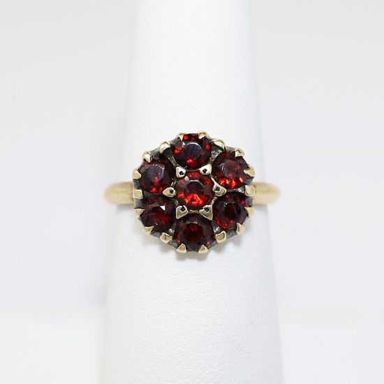 Picture of Antique 10k Gold & Bohemian Garnet Flower Ring