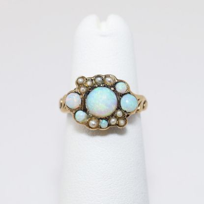 Picture of Antique Victorian Era 10k Gold, Opal & Seed Pearl Ring