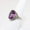 Picture of Antique Art Deco Era 14k White Gold Filigree & Amethyst Ring with Dolphin Motif on Shank