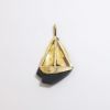 Picture of Vintage 14k Gold & Carved Black Coral Sailboat Pendant